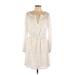 Chelsea & Violet Casual Dress - Mini Plunge Long sleeves: Ivory Solid Dresses - Women's Size Large