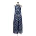 Laundry by Shelli Segal Casual Dress - Midi High Neck Sleeveless: Blue Dresses - Women's Size 4
