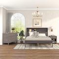 Red Barrel Studio® 3-Pieces Platform Bed w/ Nightstand & Dresser Wood in Gray | 45.13 H x 63.13 W x 87.67 D in | Wayfair