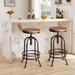 Williston Forge Jazavier Swivel Solid Wood Adjustable Height Short Counter Stool Wood/Metal in Brown | 14.2 W x 14.2 D in | Wayfair