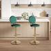 Everly Quinn Shellisa Swivel Adjustable Height Short Counter Stool Velvet/Metal in Green | 16.16 W x 20.88 D in | Wayfair