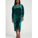 Plus Size Women's V Neck Pleated Front Dress by ELOQUII in Emerald (Size 22)