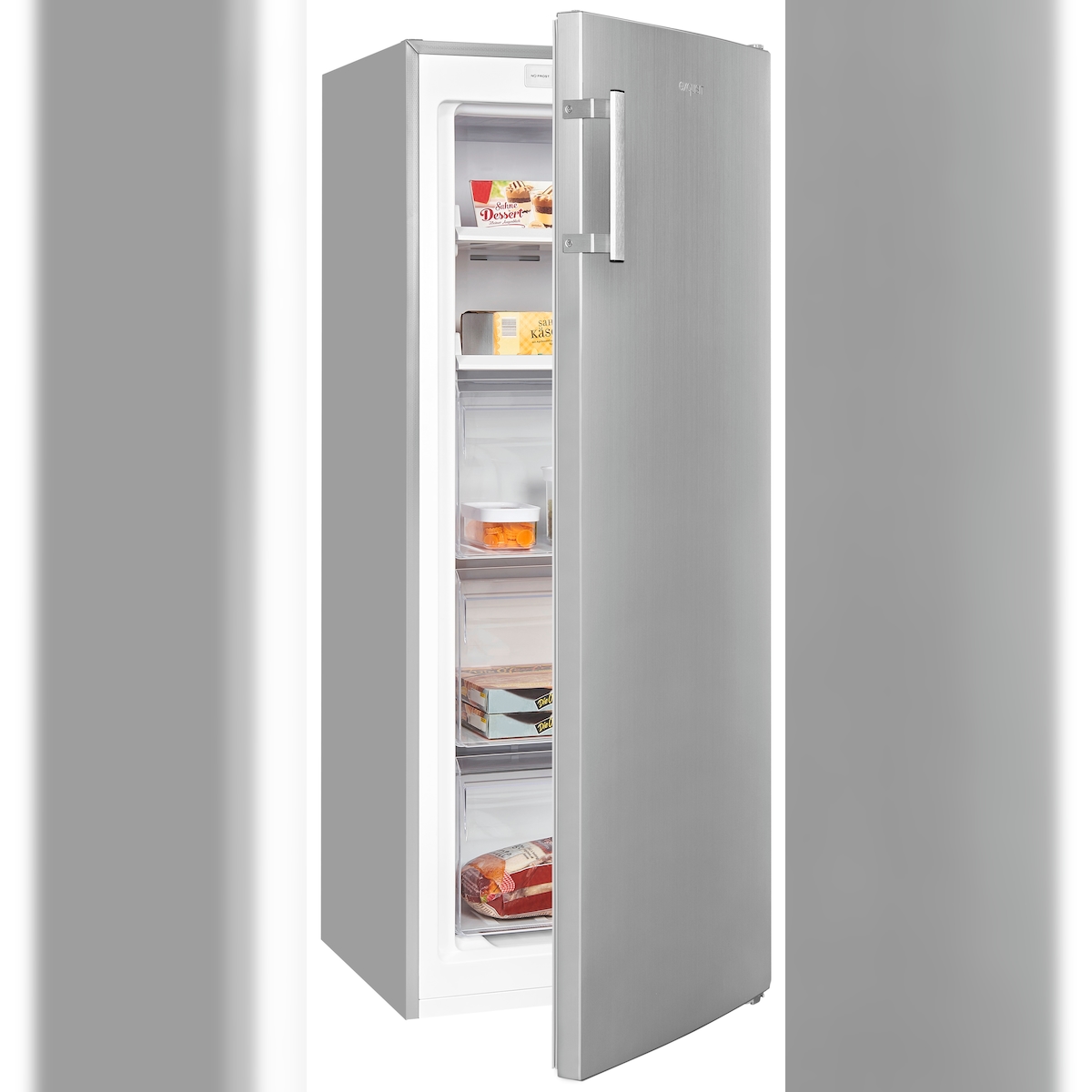 Exquisit Gefrierschrank GS231-NF-H-040C inoxlook | Gefrierschrank NoFrost 161 L Volumen | 4* Schnellgefrieren | Alarm | Gefrierschrank Gross