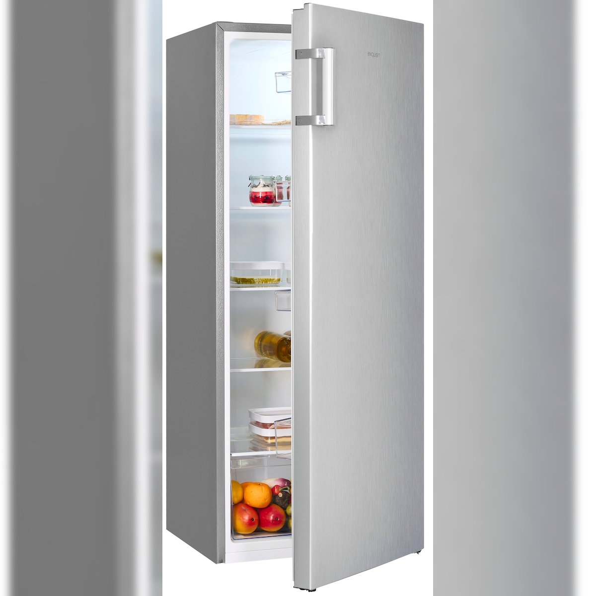 Exquisit Vollraumkühlschrank KS320-V-H-010E inoxlook | Kühlschrank ohne Gefrierfach freistehend 242 L Volumen | ohne Gefrierfach Image