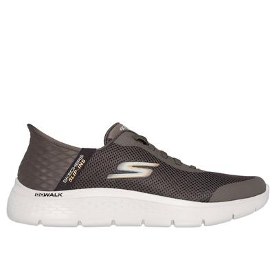 Skechers Men's Slip-ins: GO WALK Flex - Hands Up Sneaker | Size 12.0 Extra Wide | Brown | Textile/Synthetic | Vegan | Machine Washable