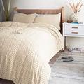 Cosmo Living Tufted Chevron Duvet Cover Set - Super King Cotton Rich, Easy Care and Machine Washable Duvet Quilt Bedding Set with Matching Pillowcases - Super King Size - Ivory