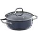 WMF Fusiontec Essential Large Cooking Pot, 20 cm, Glass Lid, Induction Stewing Pan, 2.4 L, High-Tech Ceramic, Scratch-Resistant, Uncoated, Dark Blue, Made in Germany