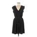 H&M Casual Dress - Mini V-Neck Short sleeves: Black Dresses - Women's Size Medium