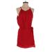 Lulus Casual Dress - Mini V Neck Sleeveless: Red Print Dresses - Women's Size X-Small