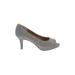 Kelly & Katie Heels: Slip-on Stilleto Cocktail Party Silver Shoes - Women's Size 6 1/2 - Peep Toe