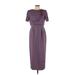 R&M Richards Cocktail Dress - Sheath Crew Neck Short sleeves: Purple Solid Dresses - Women's Size 10