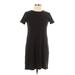 DKNY Jeans Casual Dress - Shift High Neck Short sleeves: Black Solid Dresses - Women's Size Large