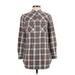 Madewell Casual Dress - Mini Collared Long sleeves: Brown Plaid Dresses - Women's Size 2X-Small