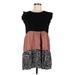 Shein Casual Dress - Mini Crew Neck Sleeveless: Brown Color Block Dresses - Women's Size 6