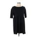 DKNY Casual Dress - Shift Crew Neck 3/4 sleeves: Black Print Dresses - Women's Size P