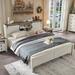 Gracie Oaks Arrin Farmhouse Bed Frame w/ Charging Station & 2-Tier Storage Headboard, Sliding Barn Door in White | 44 H x 78.5 W x 80 D in | Wayfair