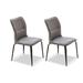 Corrigan Studio® Llywellyn Leather Side Chair Dining Chair Upholstered/Genuine Leather in Gray | 33.46 H x 18.9 W x 20.08 D in | Wayfair