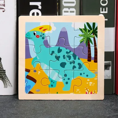 Giocattoli per bambini Puzzle in legno 3D 11x11cm Cartoon Animal Vehicle Puzzle giocattoli in legno