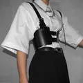 Corsetto moda donna Cummerbunds fibbia regolabile cintura in pelle nera PU donna Bustier Punk
