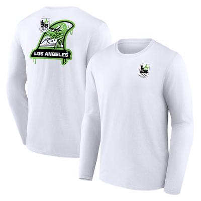 LA 2028 Neon Tags Langarm T-Shirt - weiß Image