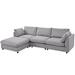 Gray Convertible Sectional Sofa L-Shaped Sectional Sofa Set w/Reversible Chaise 4-Seat Couch with Plywood Frame for Livingroom