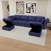 Blue U Shaped Modular Sectional Sofa with Reversible Chaise Modular Sofa Sectional Couch with Storage Seats