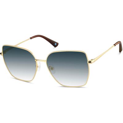 Zenni Women's Square Rx Sunglasses Gold Stainless Steel Full Rim Frame