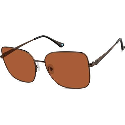 Zenni Women's Square Rx Sunglasses Brown Stainless Steel Full Rim Frame