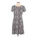 AB Studio Casual Dress - Mini Scoop Neck Short sleeves: Gray Print Dresses - Women's Size Large