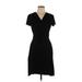 Max Studio Casual Dress - Sheath V Neck Short sleeves: Black Print Dresses - Women's Size Large