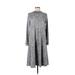 Casual Dress - A-Line Mock 3/4 sleeves: Gray Print Dresses - Women's Size Medium