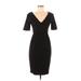 H&M Casual Dress - Sheath V Neck Short sleeves: Black Print Dresses - Women's Size 6