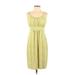 Ann Taylor Factory Casual Dress Scoop Neck Sleeveless: Yellow Floral Dresses - Women's Size Small