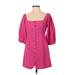 L Space Casual Dress - Mini Square 3/4 sleeves: Pink Print Dresses - Women's Size Small