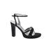 Nina Heels: Strappy Chunky Heel Cocktail Party Black Print Shoes - Women's Size 8 - Open Toe