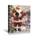 The Holiday Aisle® Framed Canvas Wall Art Decor Chrismas Painting, Santa Claus Hugging Hatted Snowman Decoration Painting For Chrismas Gift | Wayfair