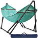 Arlmont & Co. Tranquillo 30s unfold & Fold Double Hammock w/ Stand 2 Persons Foldable Camping Inhouse Outdoor Polyester in Blue | 109.4 D in | Wayfair