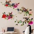 Autocollant mural motif oiseau et floral 1 pièce oiseaux debout sur des branches décoration de