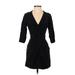 Rebecca Minkoff Casual Dress - Mini V Neck 3/4 sleeves: Black Print Dresses - Women's Size 0