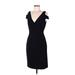 Lauren by Ralph Lauren Casual Dress - Sheath V Neck Short sleeves: Black Solid Dresses - Women's Size 6