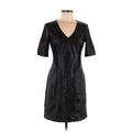 Marc New York Andrew Marc Cocktail Dress - Sheath V-Neck Short sleeves: Black Solid Dresses - Women's Size 6