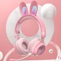 Nuovi auricolari wireless Cuffie con orecchie di coniglio RGB con microfono Cuffie Bluetooth per musica per ragazze carine per cuffie da gioco per bambini