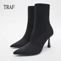 TRAF stivali neri donna stivaletti elasticizzati donna inverno 2024 stivaletti donna elegante scarpe