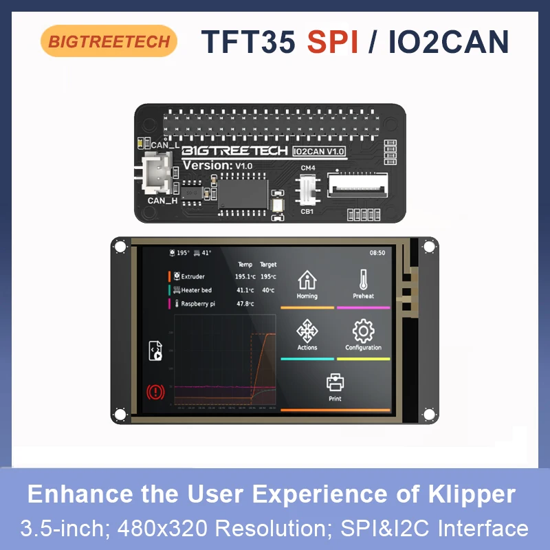 BIGTREETECH TFT35 SPI V2.1 Touchscreen mit IO2CAN V1.0 Modul 3,5'' 480x320 TFT Display für CB1 M8P 3D Drucker Motherboard Image