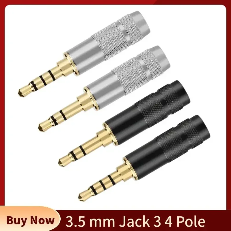 DIY 3,5 mm Klinke Audio Stecker 3 4-poliger Kopfhöreranschluss zum Löten Hifi Kopfhörer Upgrade Draht 3,5 Conector vergoldet Image