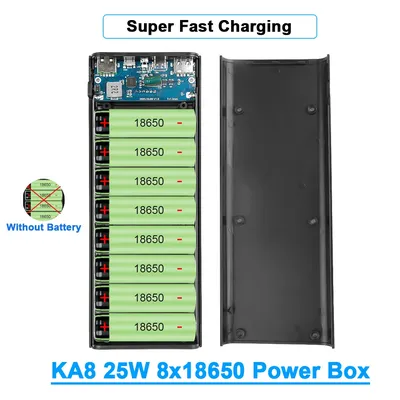 Super Schnelle Ladung Power Box 20000 mAh Batterie Ladung Lagerung Box Shell 8x18650 Power Bank Fall 9 V 25 W Ohne Batterie Für iPhone