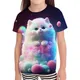 Jungen und Mädchen Kleidung für Kinder kawaii flauschige Katze Cartoon Mode T-Shirt 3d Kurzarm