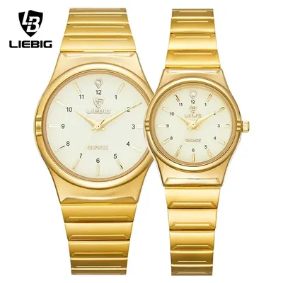 Liebig japan quart bewegung damen uhren luxus edelstahl damen goldene armbanduhr relogio feminino