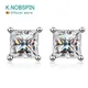 KNOBSPIN D Color Princess Cut Moissanite Earring s925 Sterling Sliver Plated with 18k White Gold