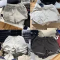 Vintage Solid Drawstring Sports Shorts Summer Cotton Elastic High Waist Casual Sweatpants Women Y2k